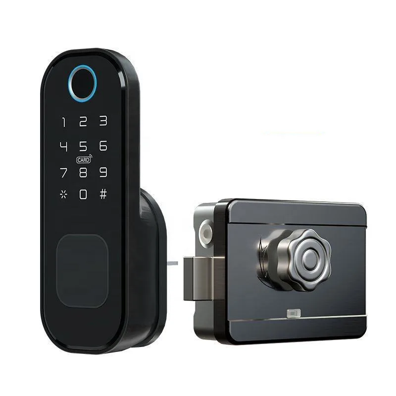 tuya wifi smart app remote conotrol electric biometric fingerprint hotel wood steel iron glass door lock