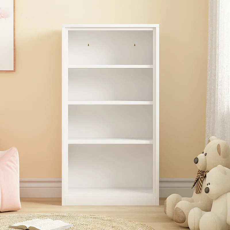 4 Tier Low Bookcase White steel Shelving Display Storage Unit Office Living Room Furniture