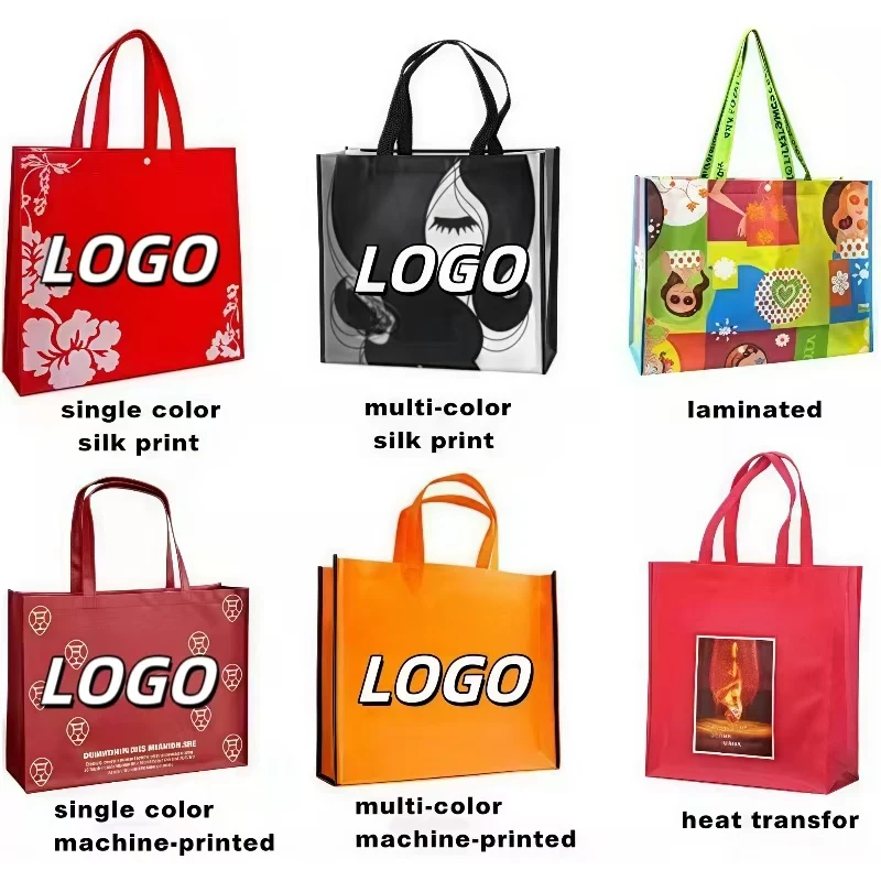 Promotional Bag Recycle Black Reusable Non-Woven Shopping Bag Supermarket PP Non Woven Tote Bags With Custom Printed Logo