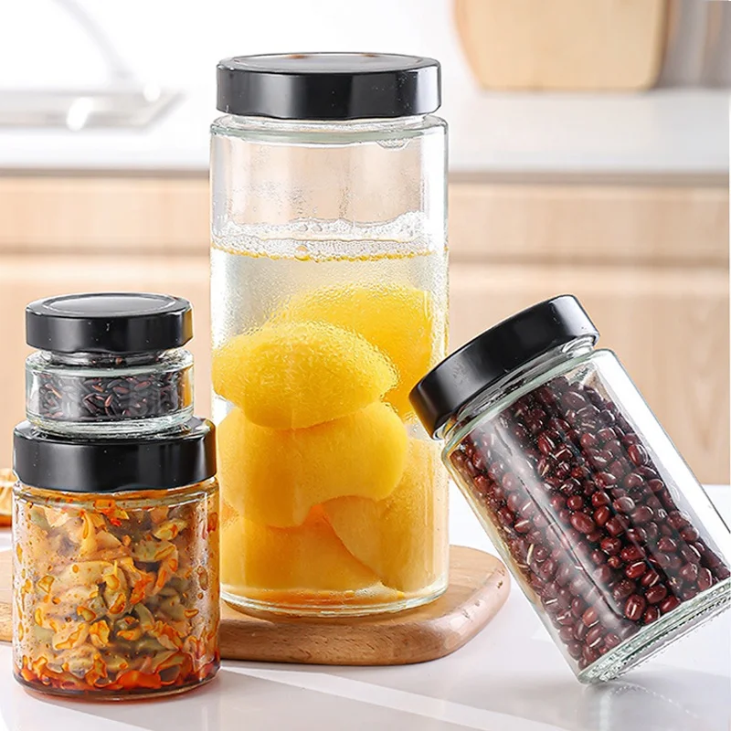 Ru Star Glass Food Container 50ml 500ml Clear Round Glass Food Container For Sauce Coffee Bean