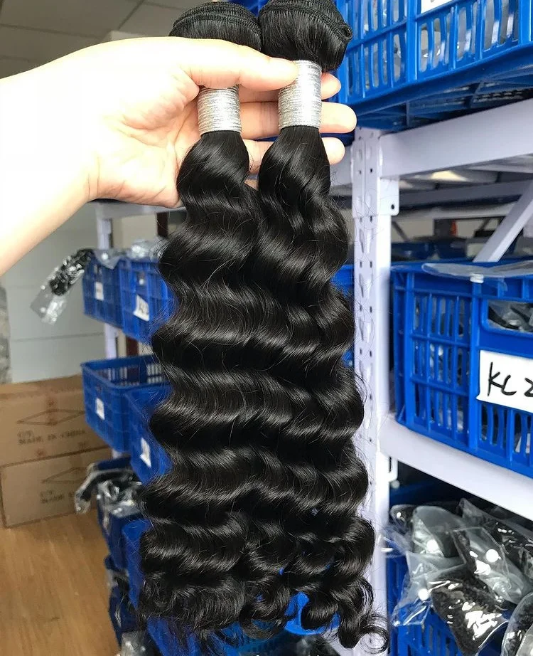 100Human Hair Bundles Wholesale Kinky Curly Weft Hair Extension Weft Body/Deep Wave Nature Color Straight With Baby Hair