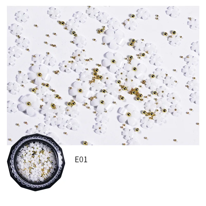 
Hot And New Nail White Flower Decoration Resin Dried Flower For Nail Art White Flower Nail Art 