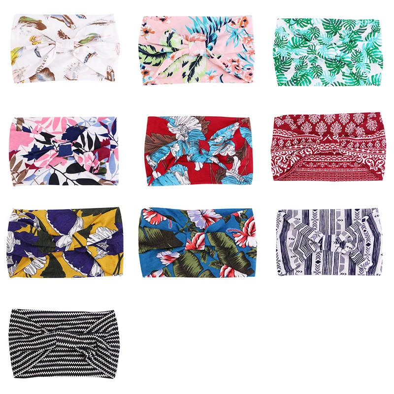 Hot Sale Floral Turban Hair Accessories Headwear Yoga Run Bandage Hair Bands Headbands Wide Headwrap