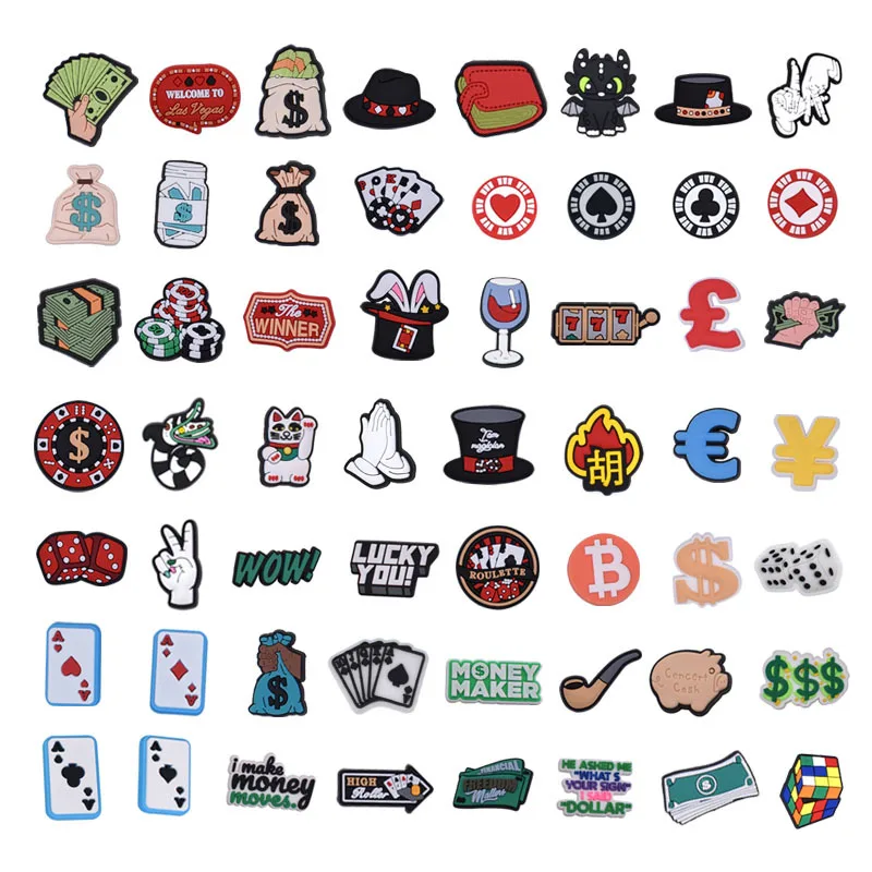 Gambling Shoe Charms Poker Game Card Clog Shoe Charms  Las Vegas Gambling Shoe Decoration Party Gifts for Boys Girls Women Men