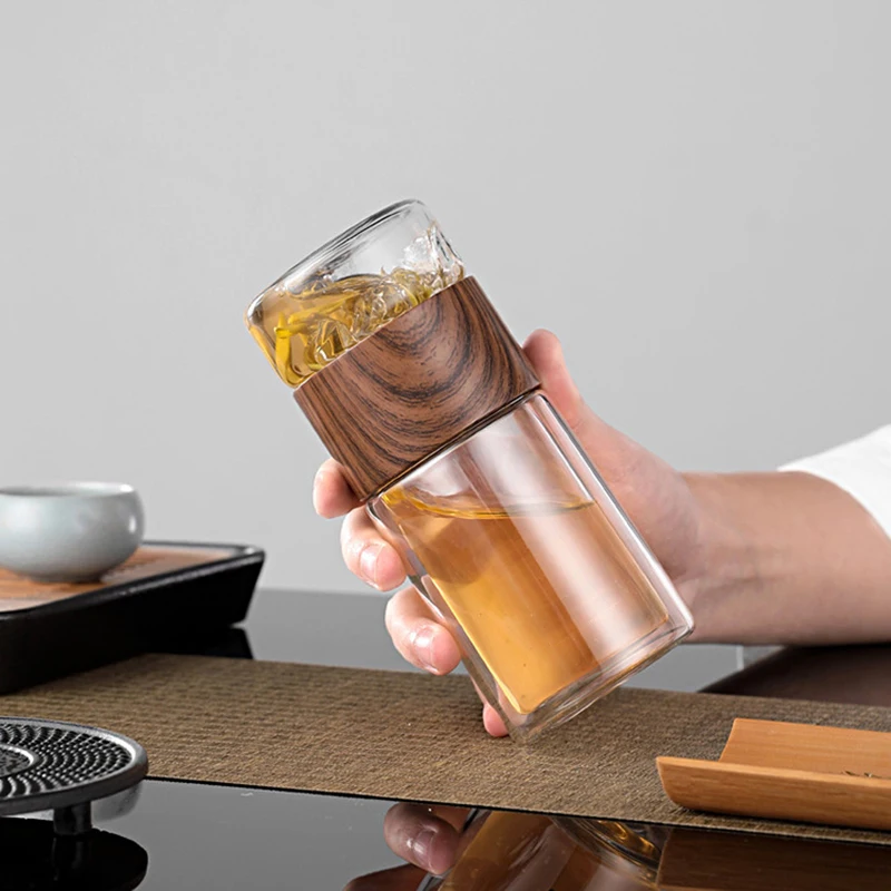 Portable 300ML  Double-layer Glass Tea Maker Water Bottle With Infuser Loose Leaf Tea  Tumbler Bottle