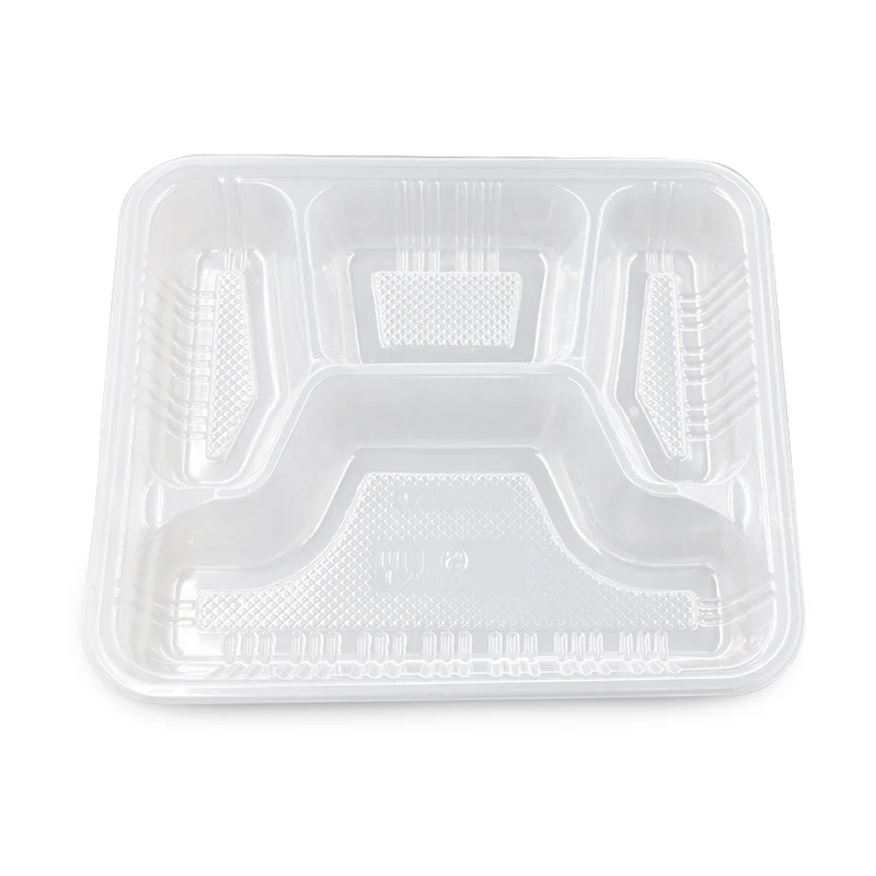 4 Compartment Plastic Takeaway eco friendly restaurant rectangle  pp microwave  food container with lid