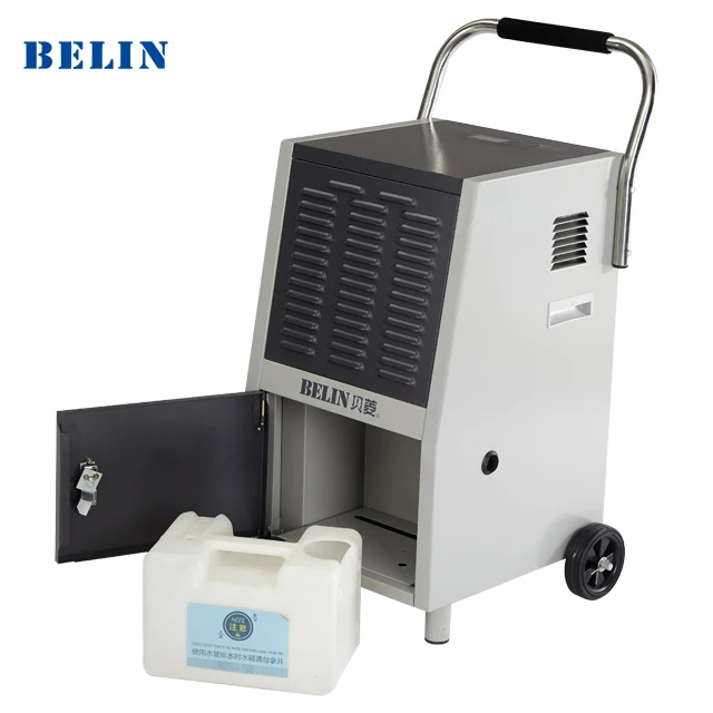 138L per day commercial dehumidifier with universal wheels hand push rod