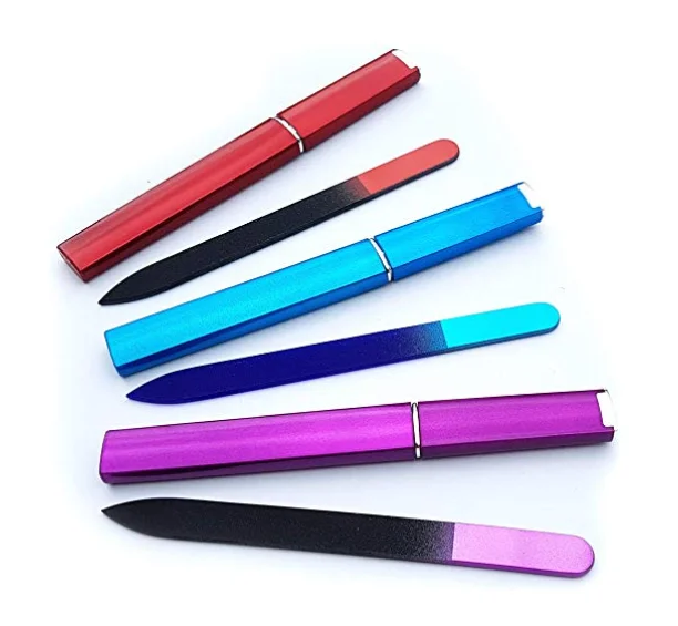 High Quality Safe Material Comfortable Red Large Small Glass False or Natural Manicure Nail Art Polish Files in Plastic Tube