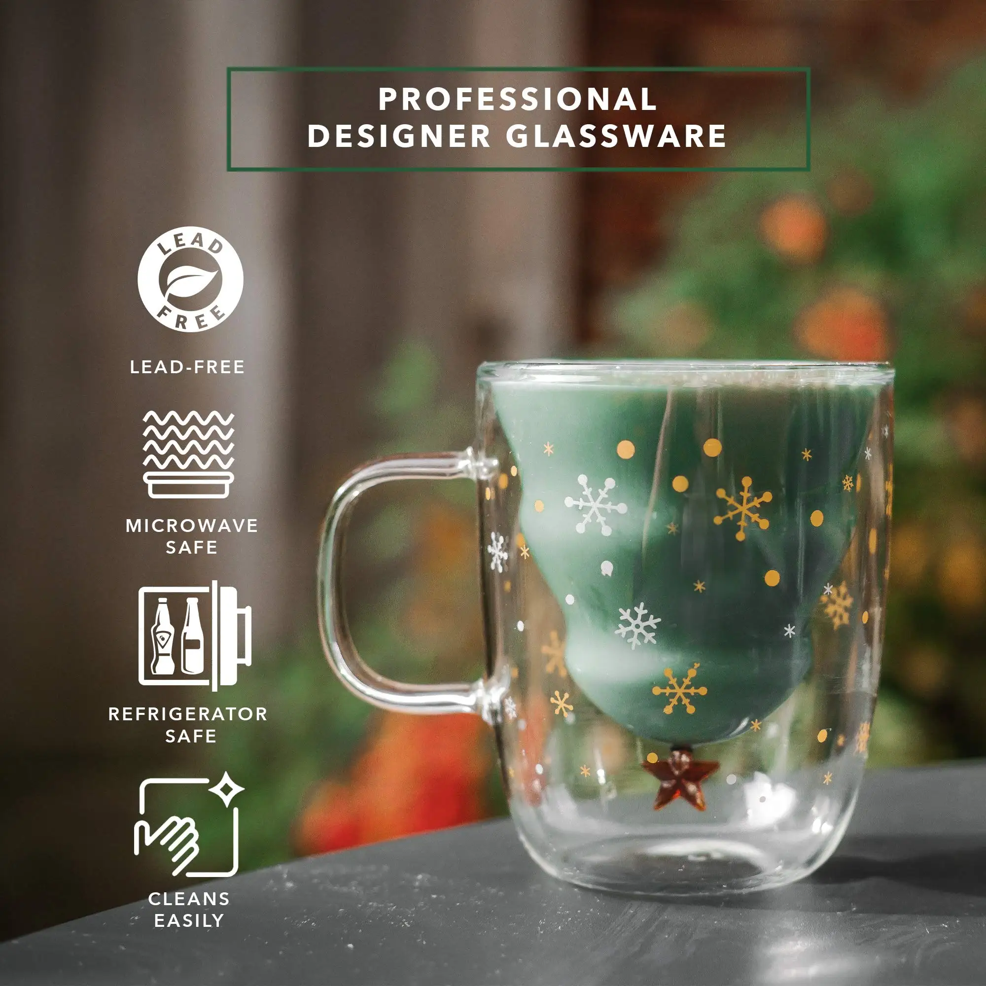 Christmas Gifts New Design Borosilicate Glass christmas tree glass cup