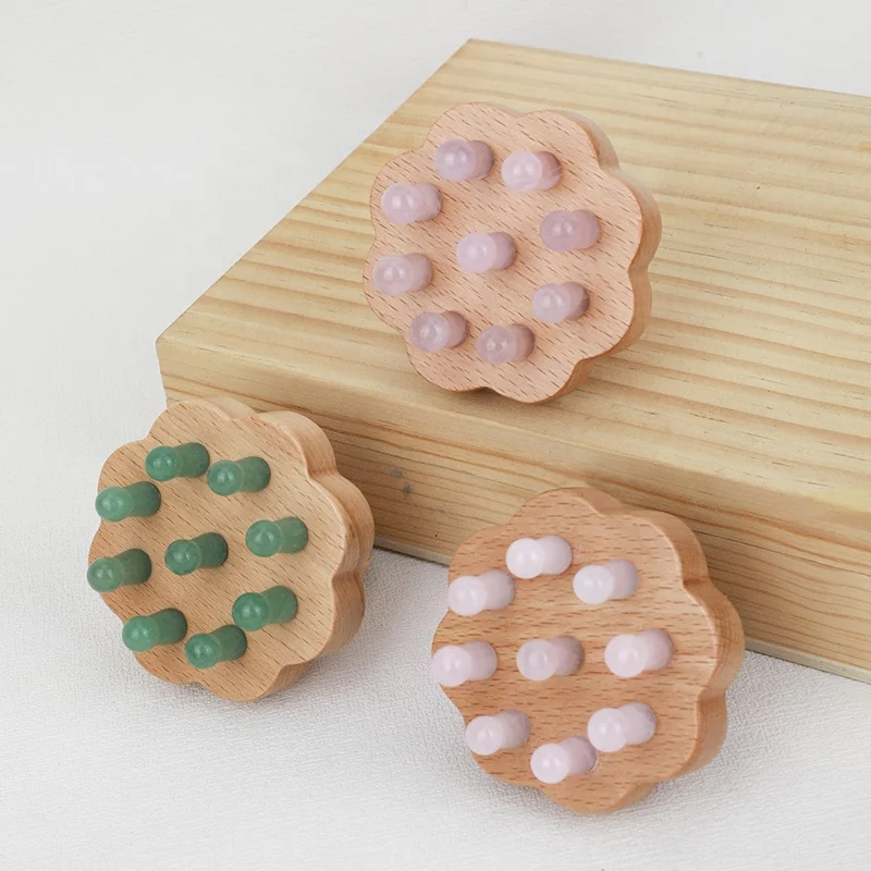 Mushang Custom Wood Massage Therapy Tools for Head Guasha Hair Massage Comb Wooden Handle Gua Sha Comb