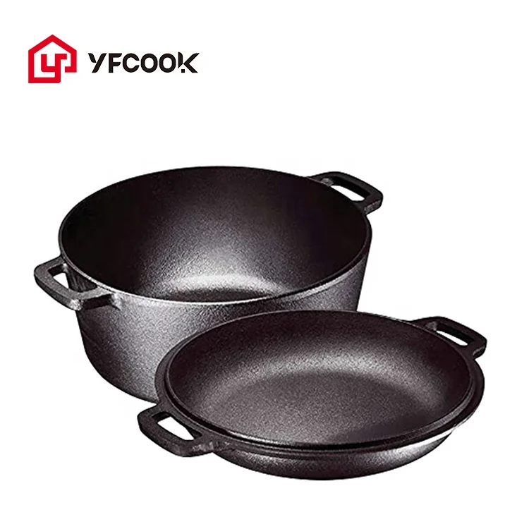 Preseasoned 5 кварта глубокая сковорода 10 дюймов сковородка для жарки преобразующее напряжение в соответствии с крышкой голландская печь гриль плита и