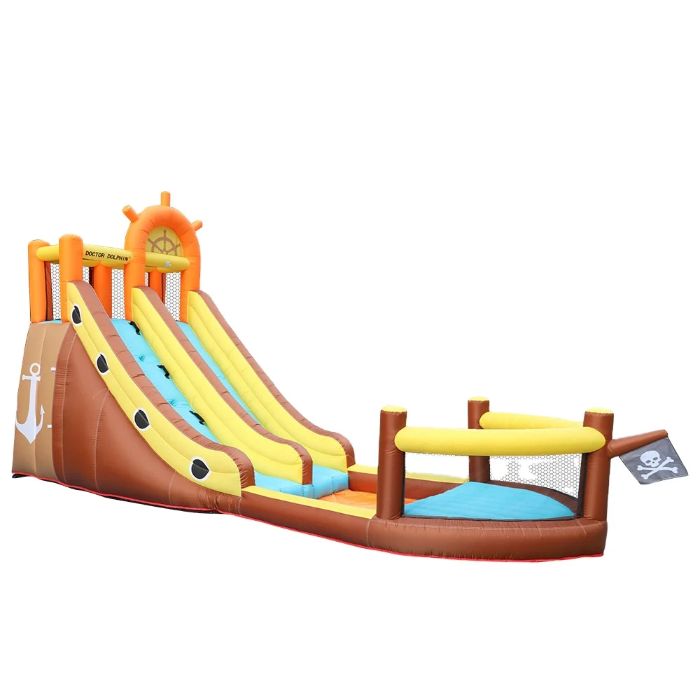 Doctor Dolphin High Quality Pirate Ship Inflatable Trampoline Jumping Bouncer Castle House with Water Slide for Sale
