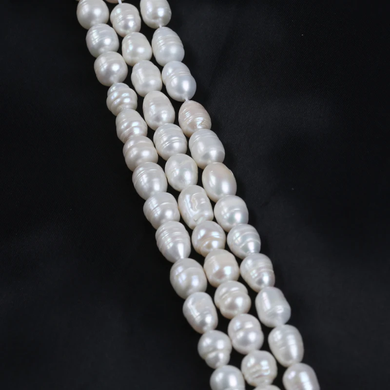 10-11mm B White Pink Purple Natural Loose Beads Real Freshwater Rice Pearl Strand for jewelry making