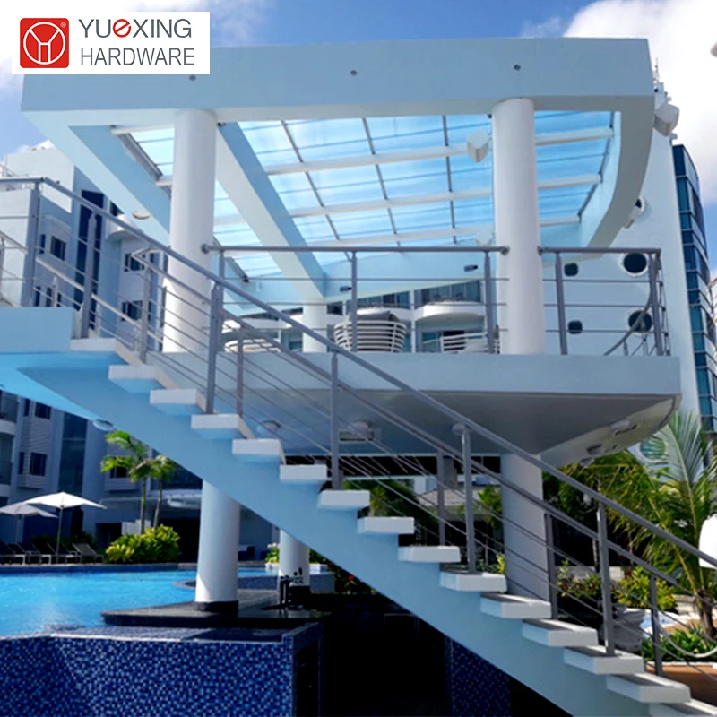 High Quality Outdoor Indoor Pipe Post Balustrade Handrails Stainless Steel Cross tube Railing