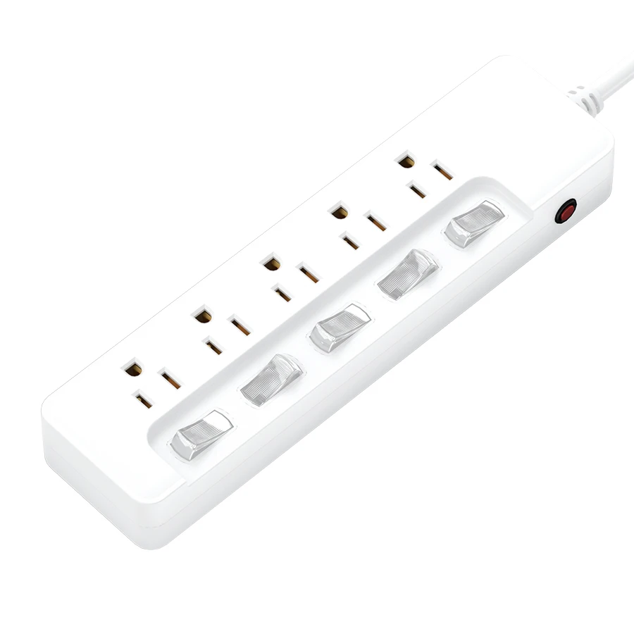 2023 New  US Standard  Socket  Fashion White Electric Power Strips  Home Office Charging Station 2ft Power Cord 2m