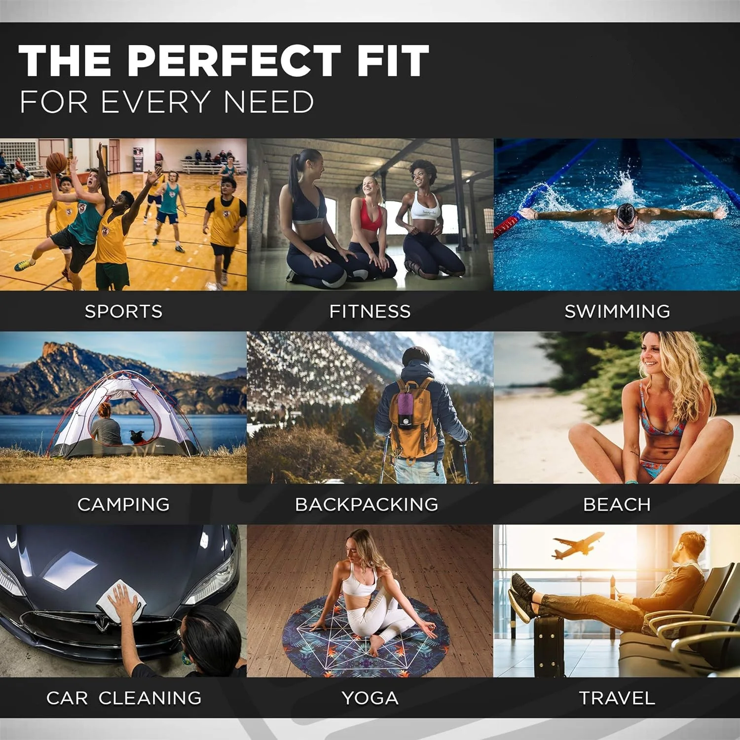 Custom Logo Soft Quick-Drying Double-Sided Different Color Suede Microfiber Yoga Fitness Swimming Sports Towel for Beach and Gym