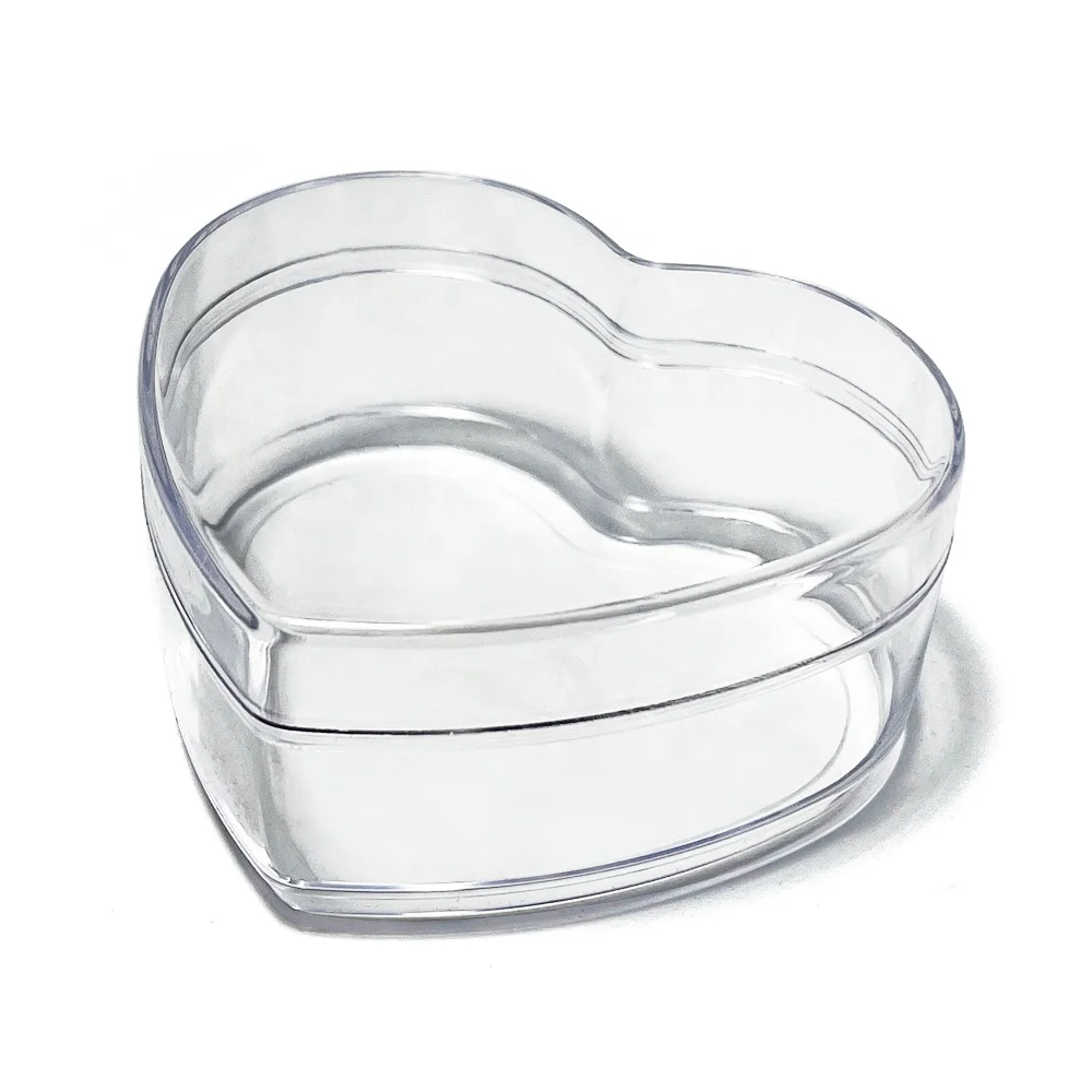 Plastic Flat Heart Shape Ball Clear Hanging Christmas Ornament Party Favors Decor Dragees Container candy package box food grade