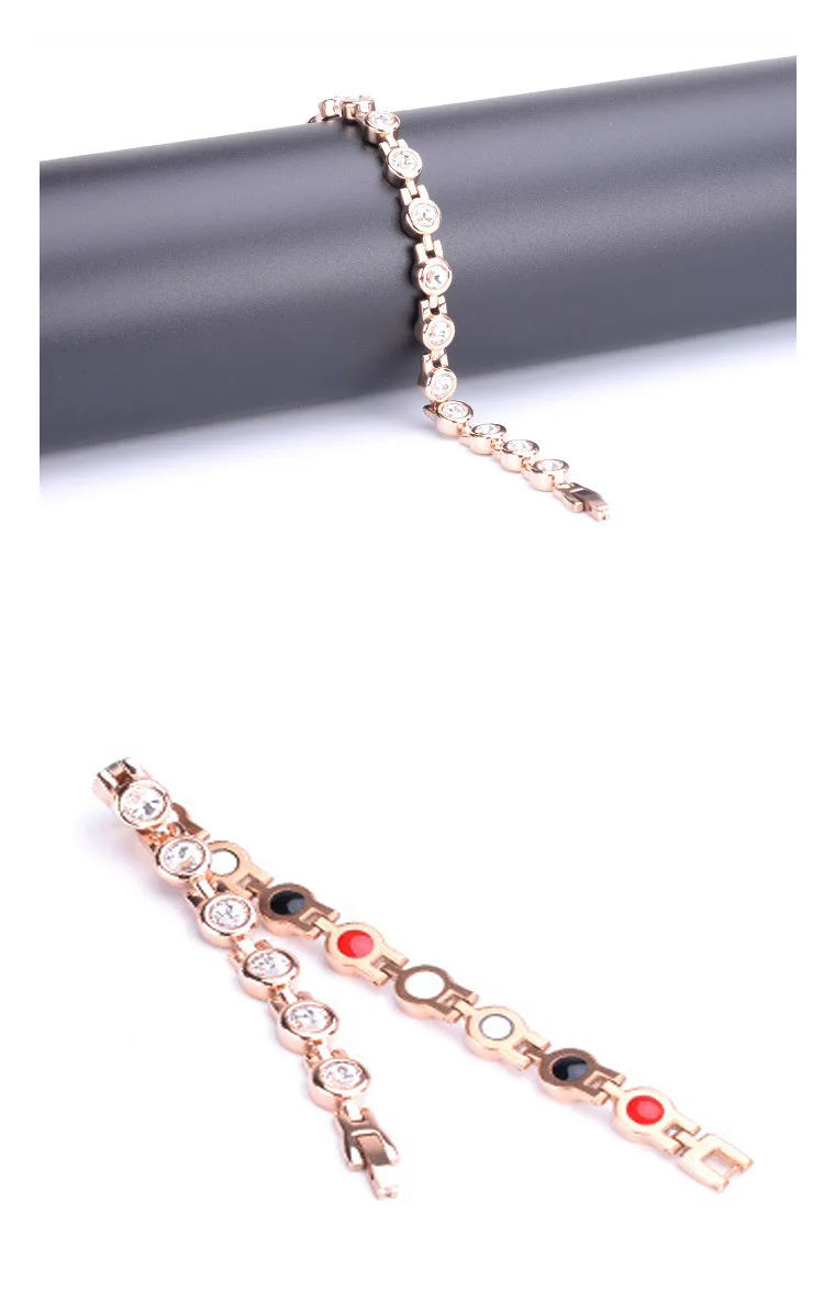 Wholesale Trendy Stainless Steel charms Zircons Gemstone Crystal Stone Healing Magnetic Therapy Bracelets pour Femme