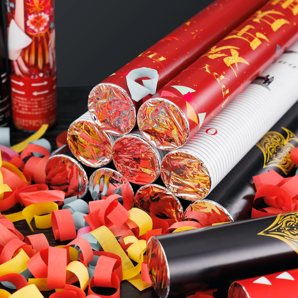 Factory Sale Exciting Colorful Spades Confetti Cannon Celebration Party Accessory Black Packaging