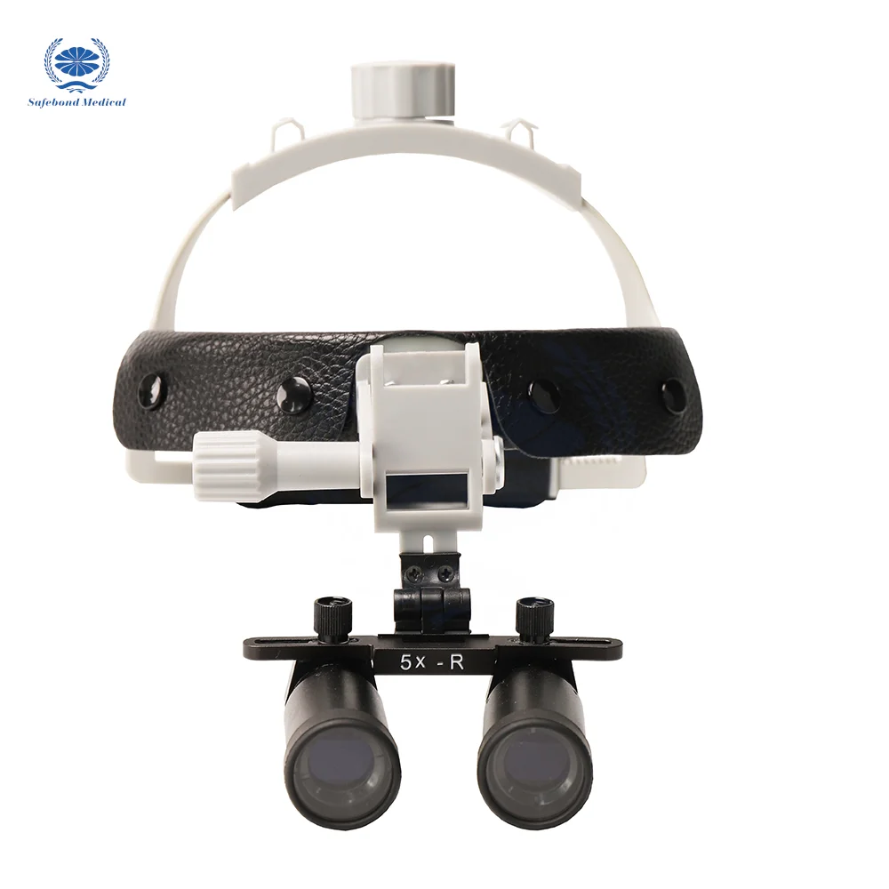 Medical head-mounted adjustable 5x magnifying glass dental headlight binocular magnifying glass