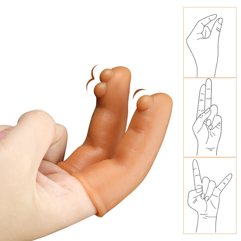 Silicone Siamese Finger Sleeve for Clitoris Breasts Stimulation G-Spot Finger Massager Adult Sex Toy for Women Men