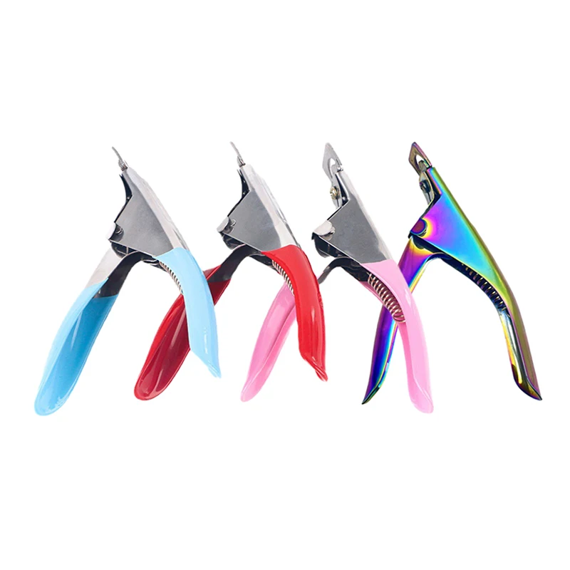 Supplier Makeup Pedicure Colorful Acrylic Scissors Salon Tool Cutter Clipper Stainless Steel False Tip Manicure Edge Art Nail