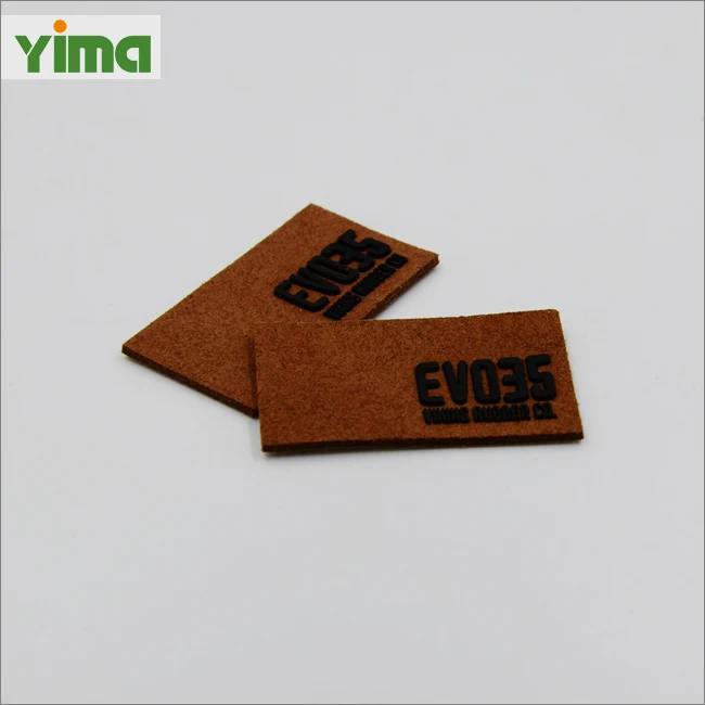 Microfiber Label Embossed Silicon Logo Faux Genuine Leather Brand logo Patch For Hat Luggage Jeans Custom Tag for Clothes