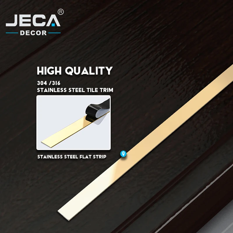 Foshan Professional Manufacturer JECA OEM Flat Trim Strip For Wall Furniture Gold Stainless Steel Mirror
