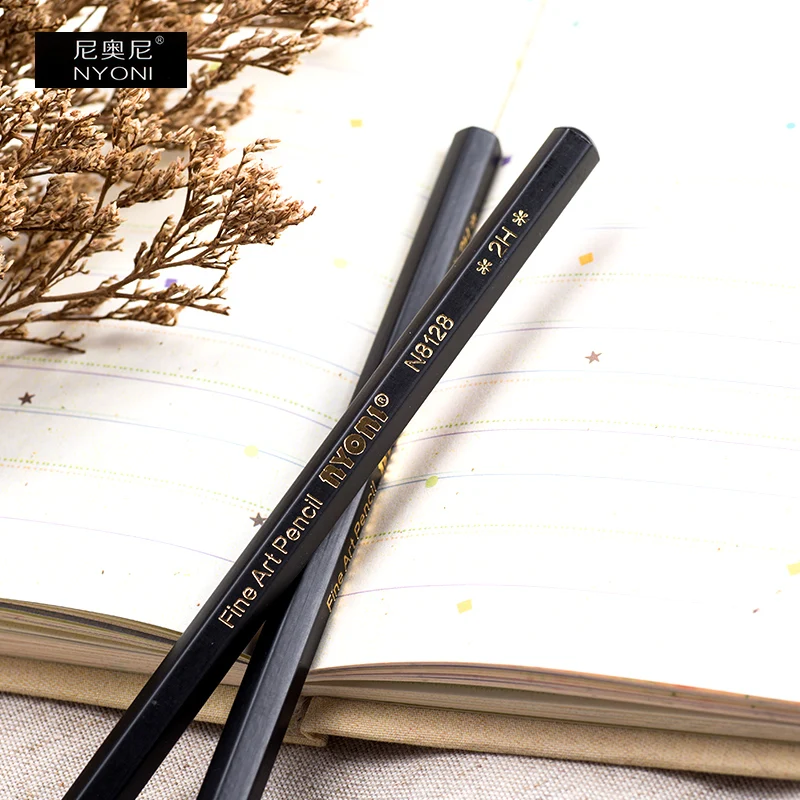 custom  black Art pencils linden wood  graphite draw sketch  4B  sketching pencil