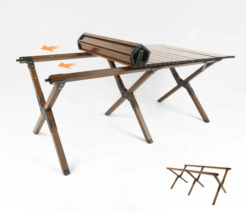 Outdoor camping portable aluminum alloy folding BBQ casual egg roll table