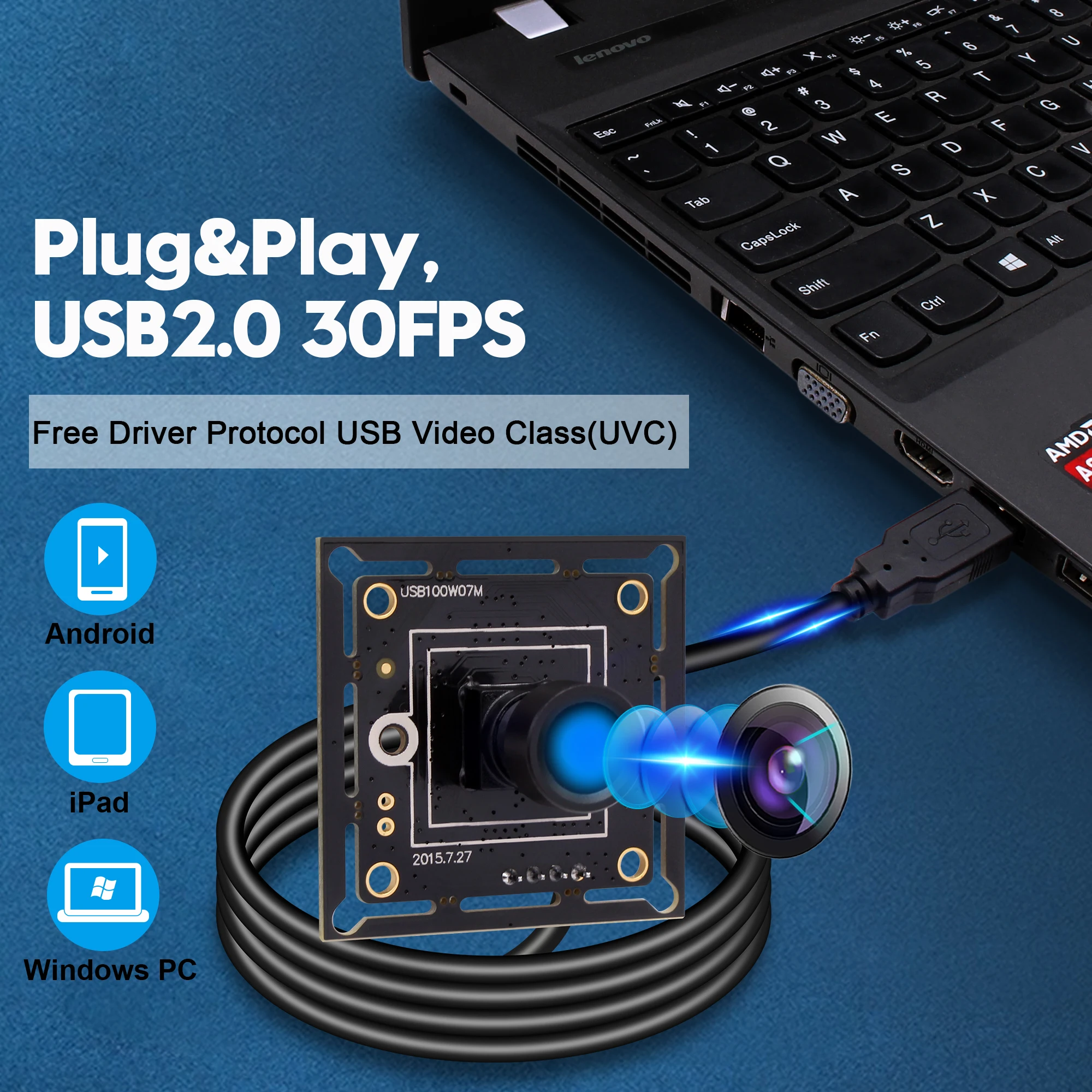 ELP 720P Mini USB camera CMOS OV9712 1280X720 Camera Module with 100 degree M7 lens