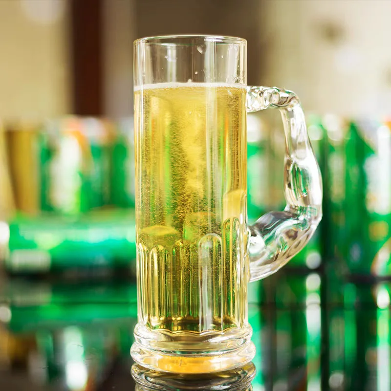 beer Mug thickened large capacity wine glass cold drinkware wholesale Cheap Glass Beer mug with handle