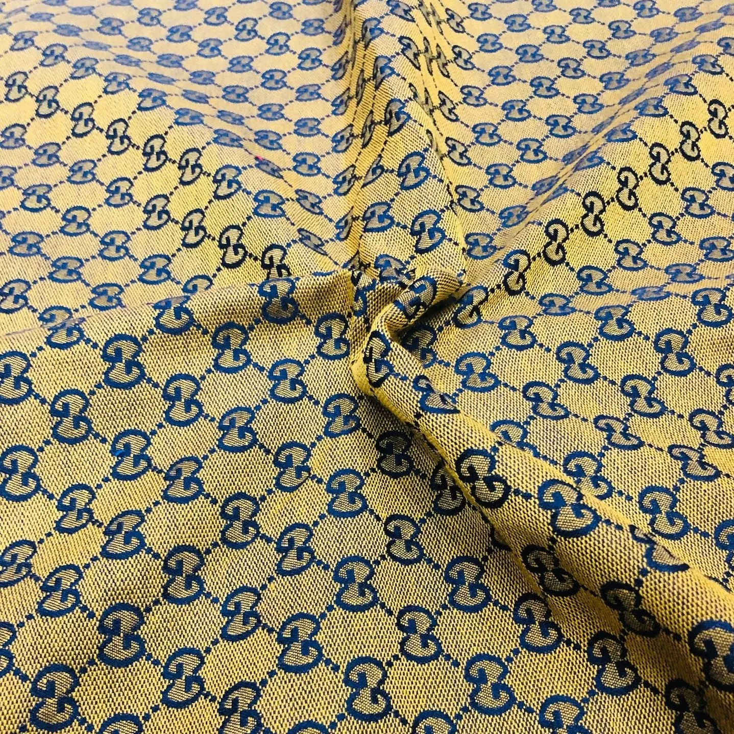 Six Color English Letter Yarn-Dyed High Density Large Jacquard GG Double G Cool Hat Logo Ancient Pool Bag Fabric