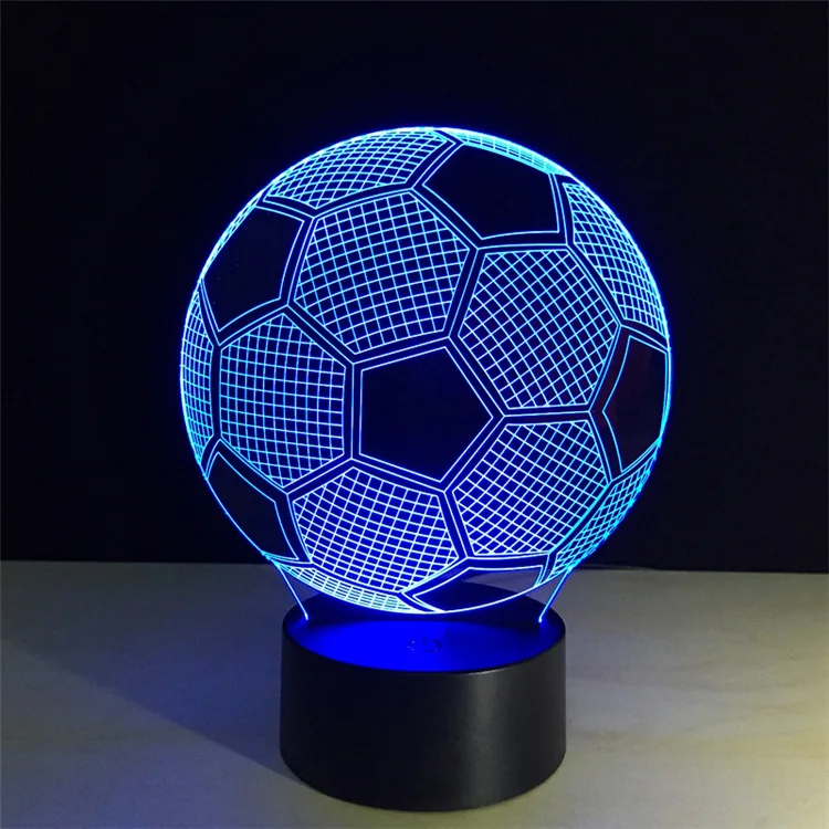 Wholesale 3d lamp acrylic usb led night football acrylic 3d lamp base led 7 colors usb touch control light