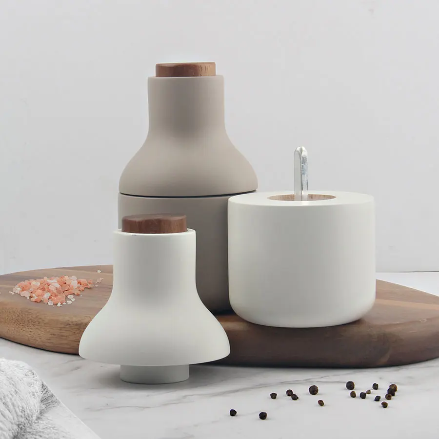 New Design Manual Wooden Salt and Pepper Mill Set Spice Modern Salt & Pepper Grinder Set