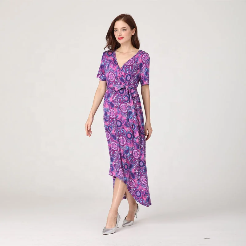 V Neck Big size Floral Maternity Dress Soft Rayon Stretch Maternity Clothes Breastfeeding Nursing Wrap Dress Stock Wholesale