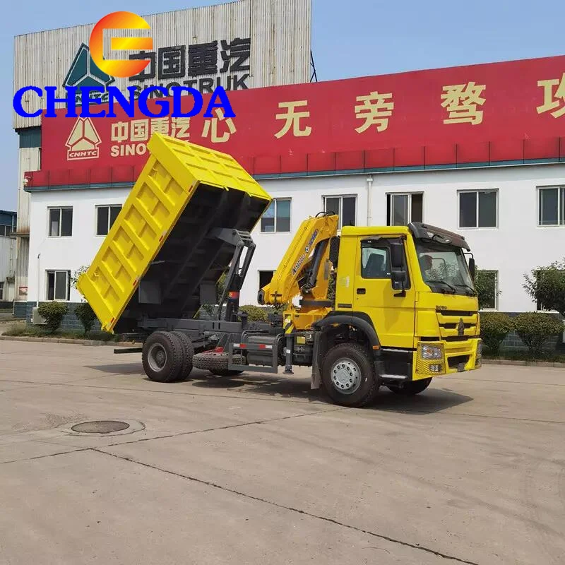 Sinotruck 6X4 371HP HOWO Tipper Dump Truck With Crane