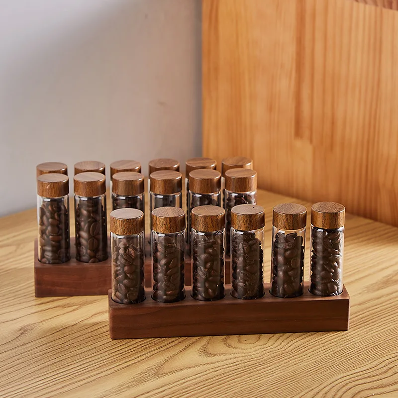Hot sale Set Of 6/12pcs Eco-friendly Coffee And Tea Tools Mini Small Glass Beads With Wood Stand