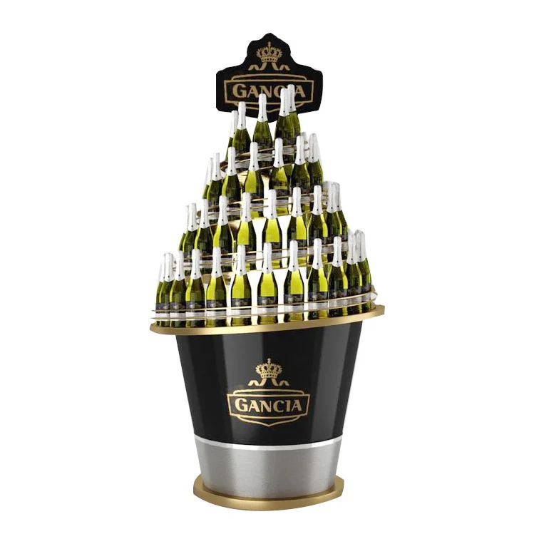 Hot Sale Customized Manufacturers Showcase Liquor Store Shelving Wine Display Cabinet bottle rack