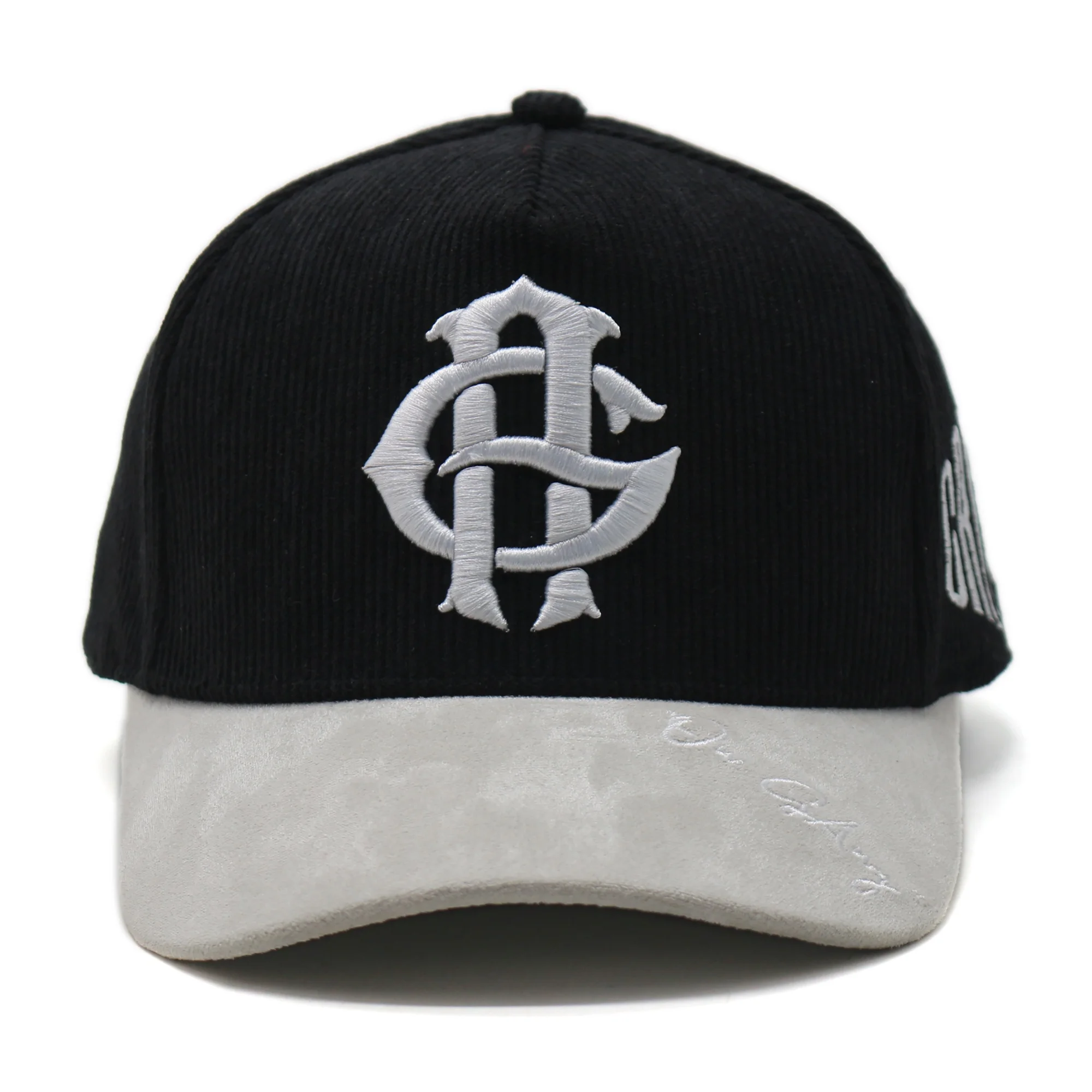 Different fabric corduroy suede cotton custom embroidery logo 5 panel baseball cap wholesale