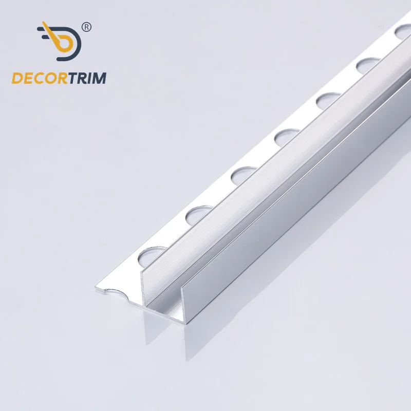 Prolink Metal Custom YJ-082 Aluminum Tile Edge Trim Strip F Shape Tile Profile For Ceramic Tile Floor Transition