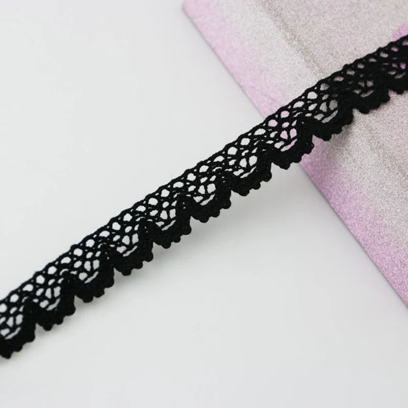 (5Meter/roll) 20mm Black Cotton Net Ribbons Embroidered Lace Handmade Wedding Dress Decorate Sewing Craft Materials Lace Fabric