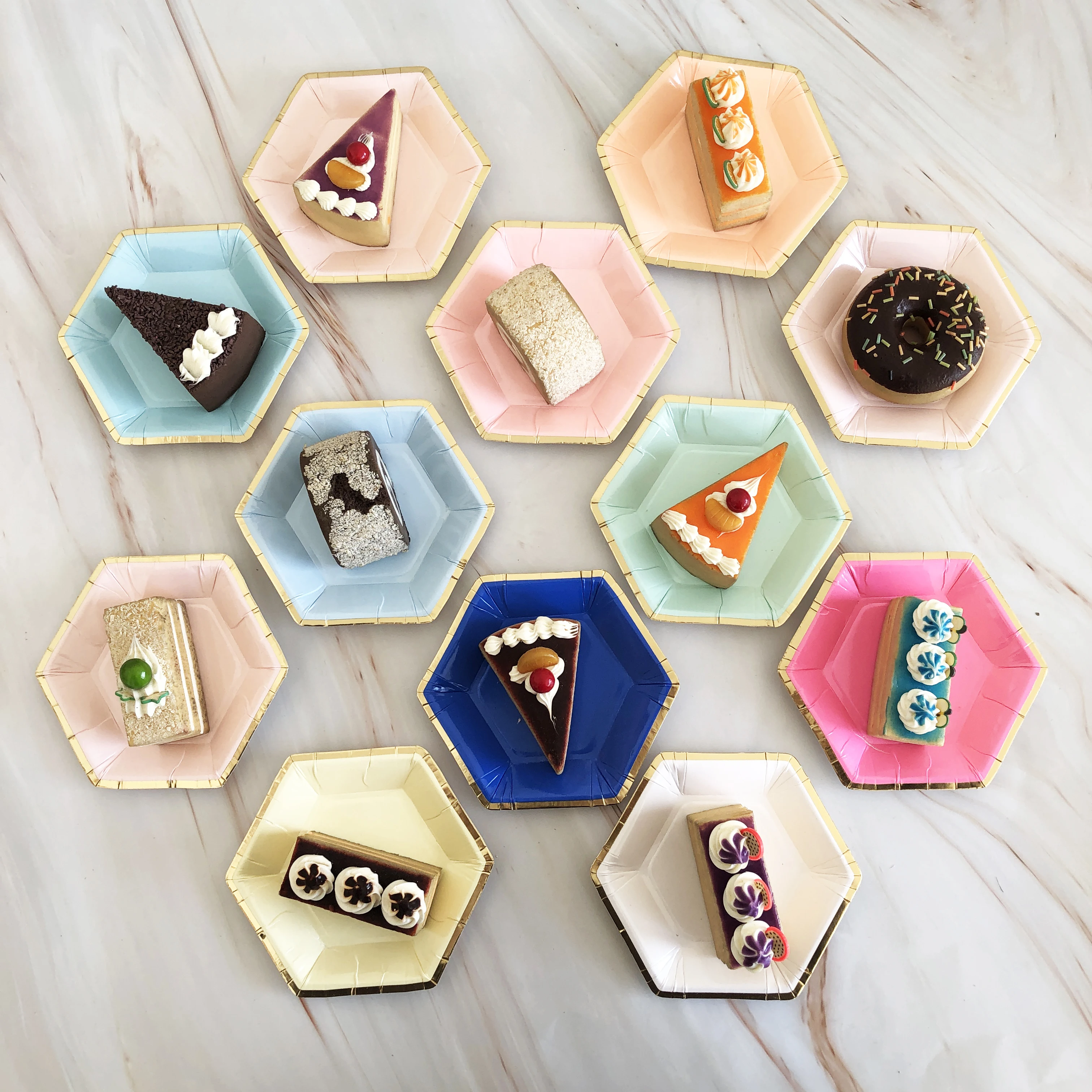 4 inch Disposable Paper Dessert Plates Birthday Party Cake Plate Cake Tray Tableware Supplies 8pcs 350gsm Food Level Paper