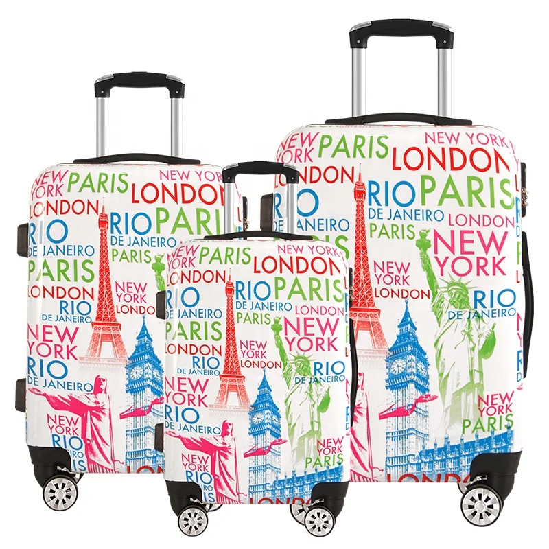 LONDON BUS printed PC+ABS 3 Pcs UK flag printed hard luggage suitcases luggage