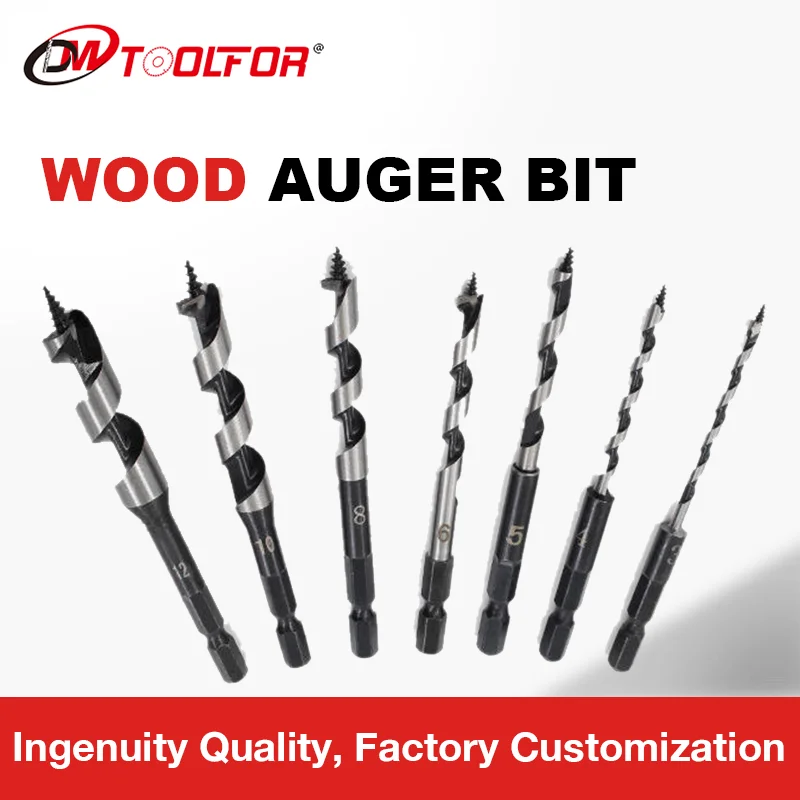 DMtools Custom 6/8/10/12/18/20mm Wood Drill Bit Auger High Carbon Steel Wood Auger Drill Bit