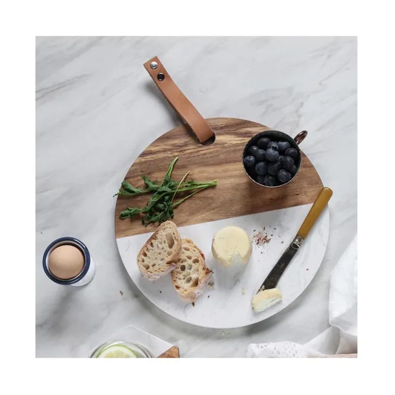 
China Factory High-Quality Wholesale Marble and Wood Cutting Board with Hanging Rope 