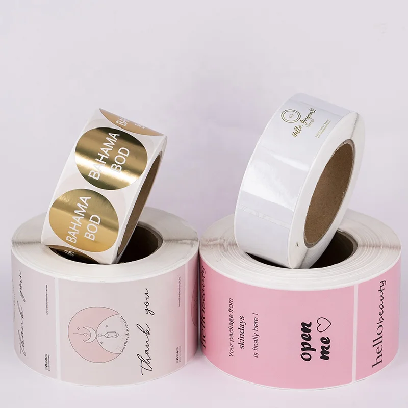 wholesale custom private logo self adhesive box seal labels waterproof synthetic paper printing labels