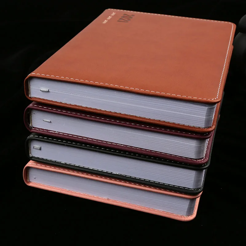 A5 Hardcover Journal Academic PU Cover Monthly Calendar Custom Printed Diary Notebook 2021 Leather Planner