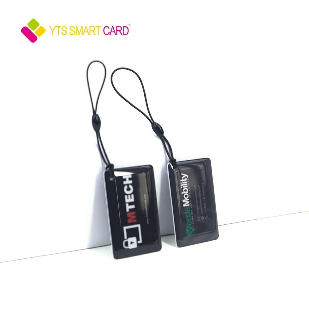 YTS factory price customize Waterproof  nfc rfid chip keychain access control embryo epoxy card name