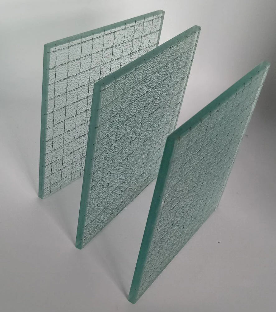 building door clear colored nashiji pattern 6mm thickness wire reinforced glass price